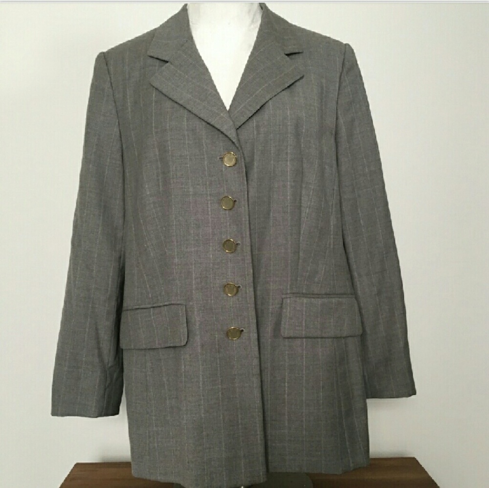 ESCADA Grey Pinstriped Blazer Sz 8
